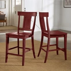 Antique Berry Panel Back Wood Counter Height Chair (Set of 2) by HomeSullivan