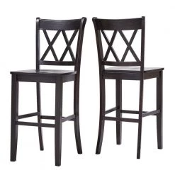 Antique Black Double X-Back Bar Height Chairs (Set of 2) by HomeSullivan