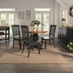 Sawyer 5-Piece Antique Black Mission Back Dining Set by HomeSullivan