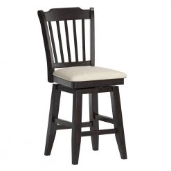 42 in. Antique Black Slat Back Counter Height Wood Swivel Chair by HomeSullivan