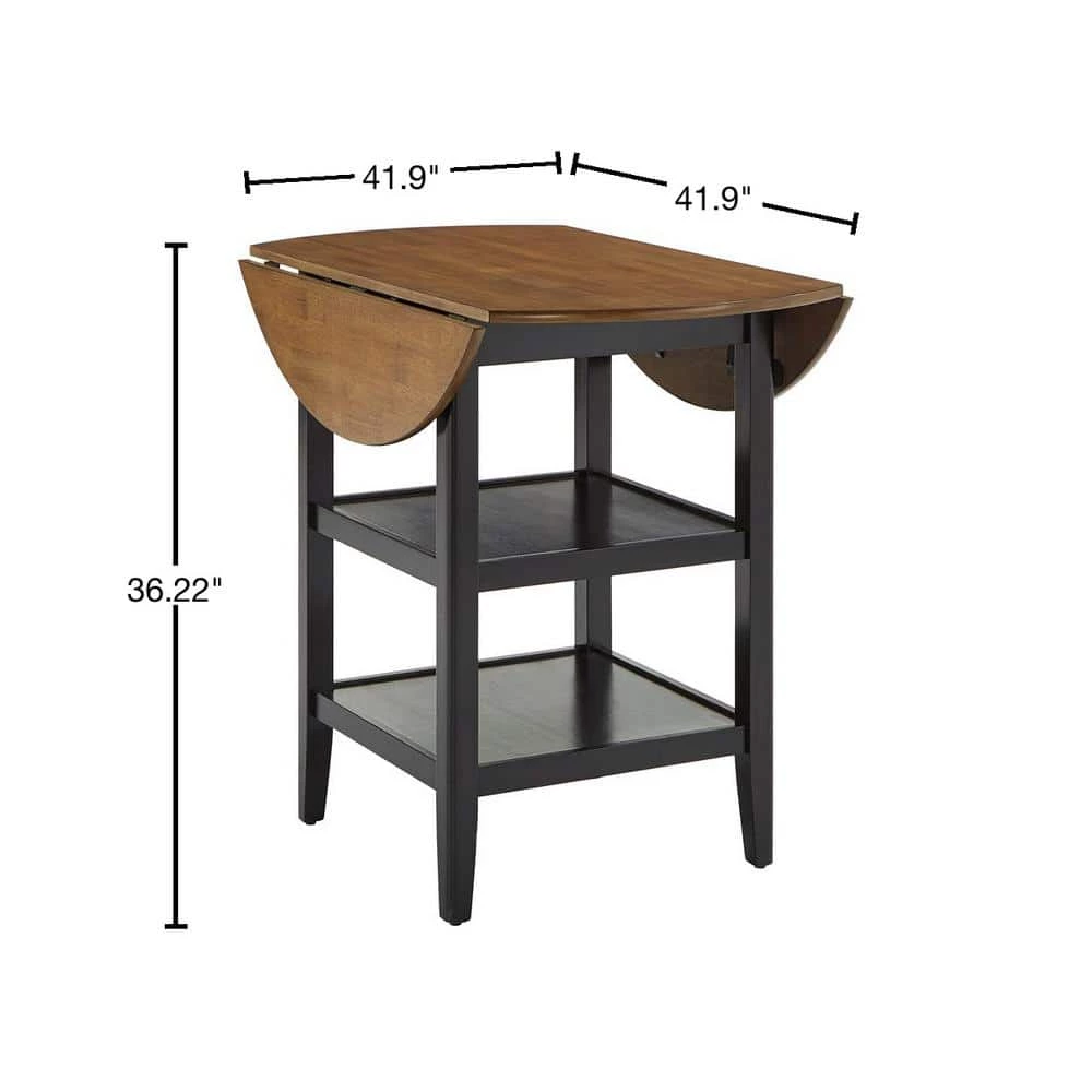 Antique Black 2-Side Drop Leaf Round Counter Height Table by HomeSullivan - Image 2