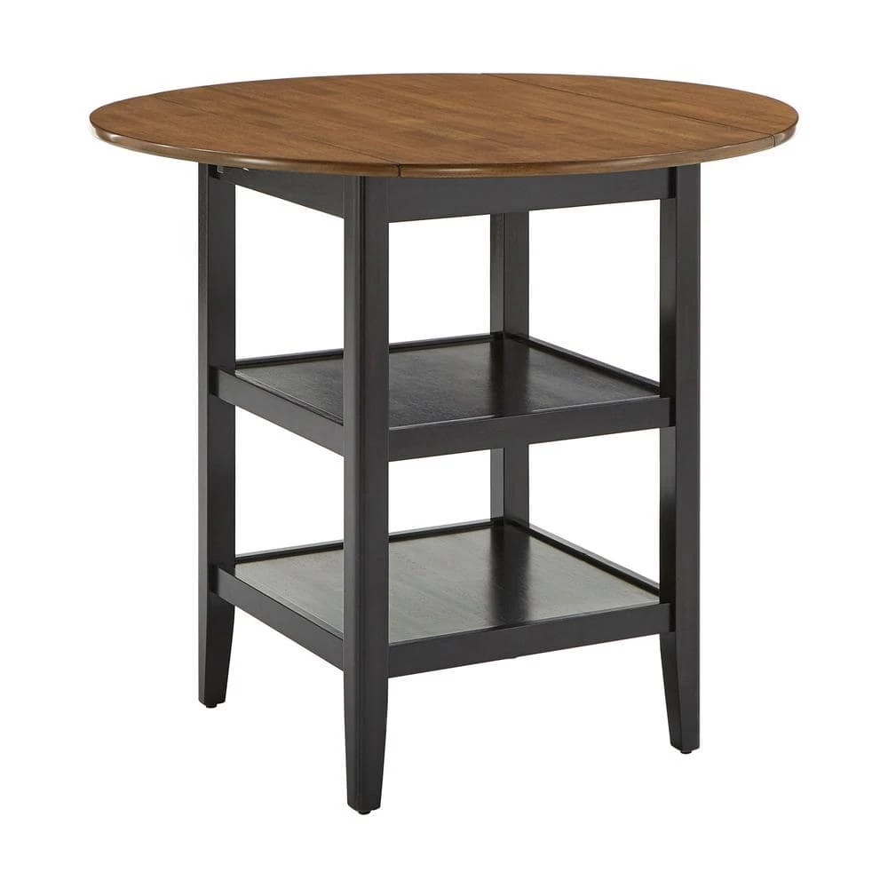 Antique Black 2-Side Drop Leaf Round Counter Height Table by HomeSullivan