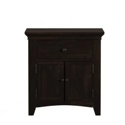 Antique Black 1-Drawer Wood Cupboard Nightstand With Charging Station (28W x 20D x 30"H) by HomeSullivan