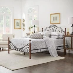 Talbert Antique Bronze and Cherry Twin Poster Bed by HomeSullivan