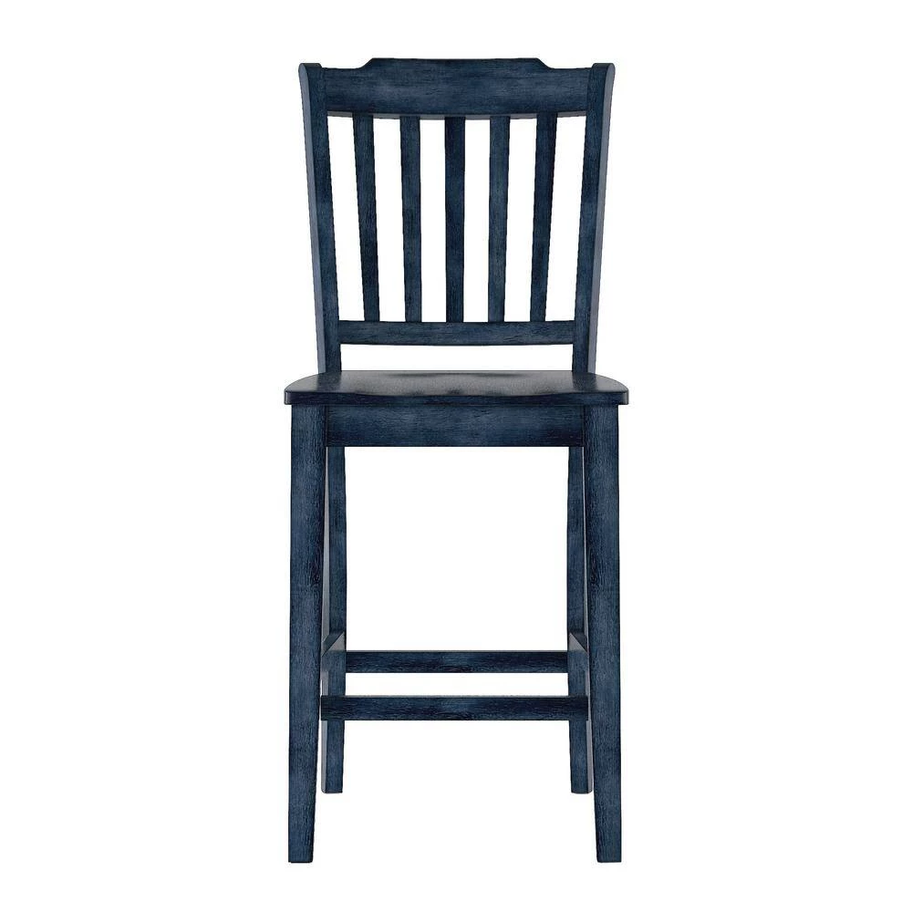 Denim Slat Back Wood Counter Height Chair (Set of 2) by HomeSullivan - Image 5