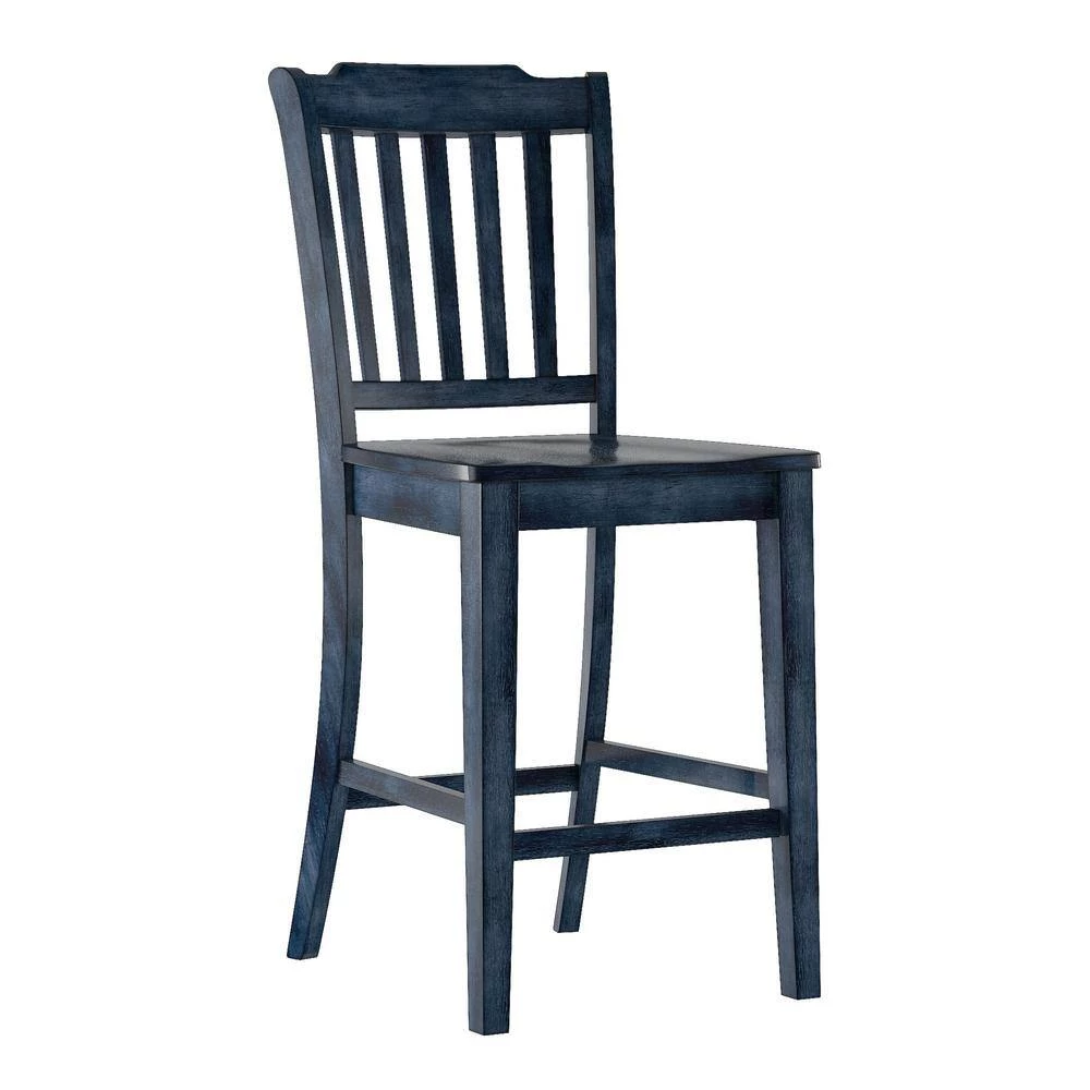 Denim Slat Back Wood Counter Height Chair (Set of 2) by HomeSullivan - Image 2
