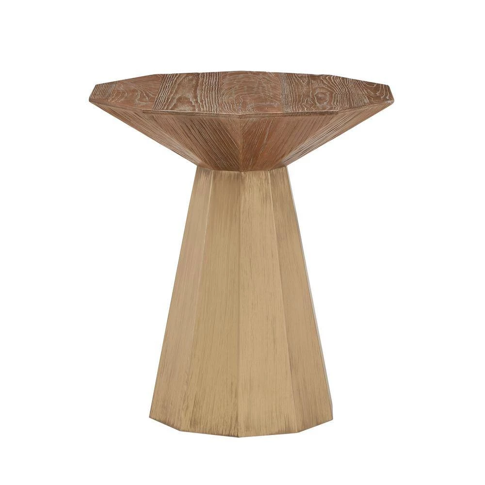 Antique Gold Reclaimed Wood Decagon End Table by HomeSullivan - Image 4