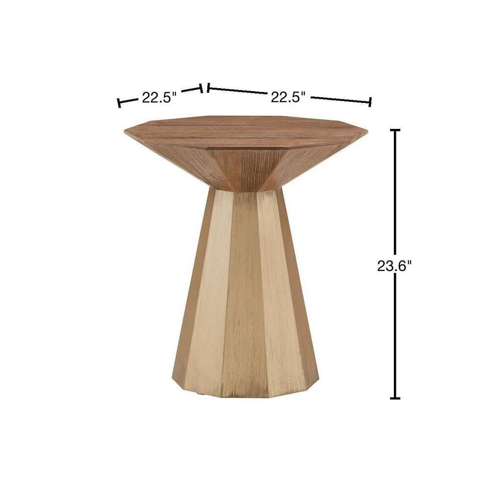 Antique Gold Reclaimed Wood Decagon End Table by HomeSullivan - Image 2