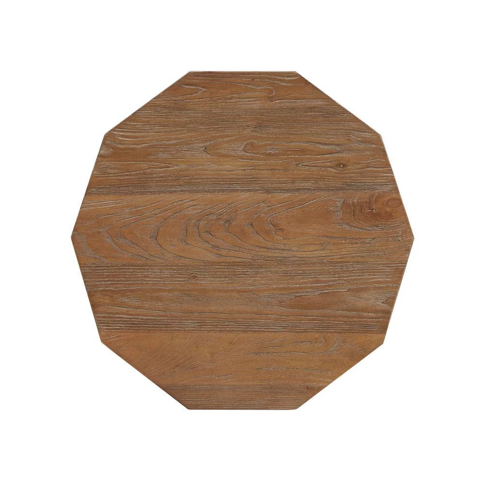 Antique Gold Reclaimed Wood Decagon End Table by HomeSullivan - Image 5