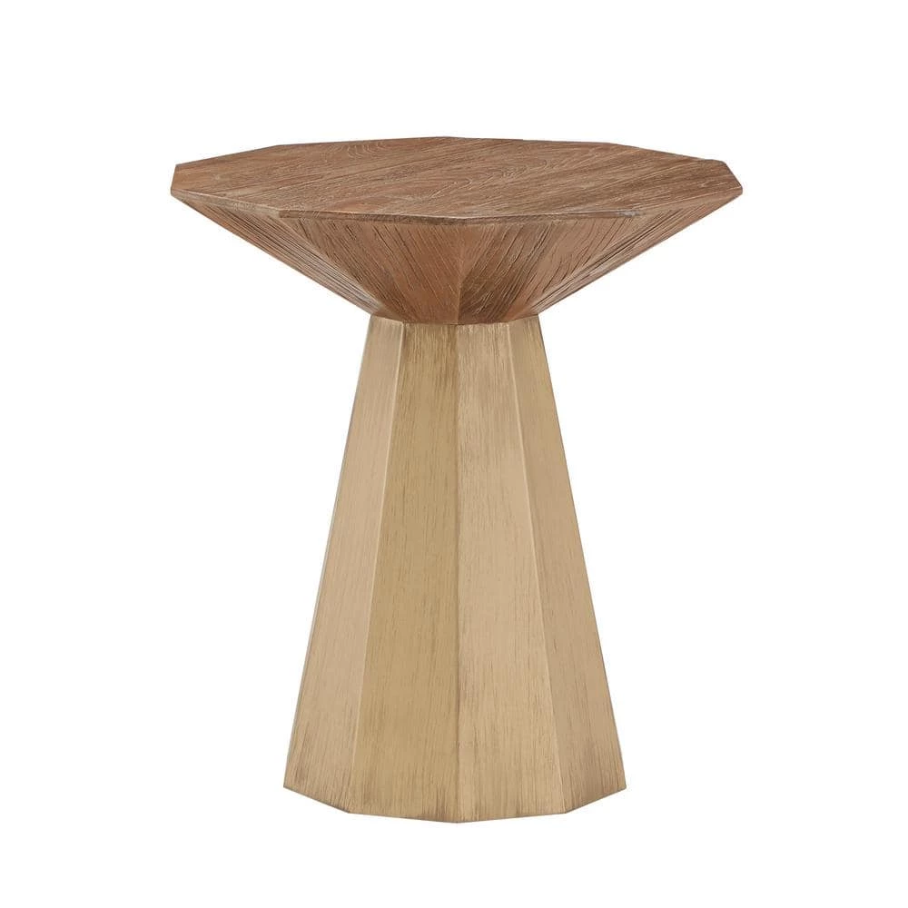 Antique Gold Reclaimed Wood Decagon End Table by HomeSullivan