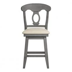 42 in. Antique Grey Napoleon Back Counter Height Wood Swivel Chair by HomeSullivan