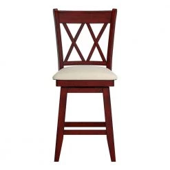 42 in Antique Berry Double X-Back Counter Height Wood Swivel Chair by HomeSullivan