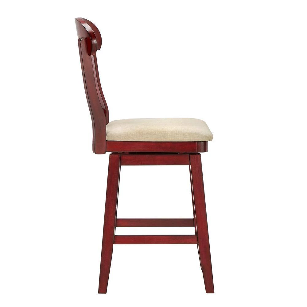 42 in. Antique Berry Napoleon Back Counter Height Wood Swivel Chair by HomeSullivan - Image 5