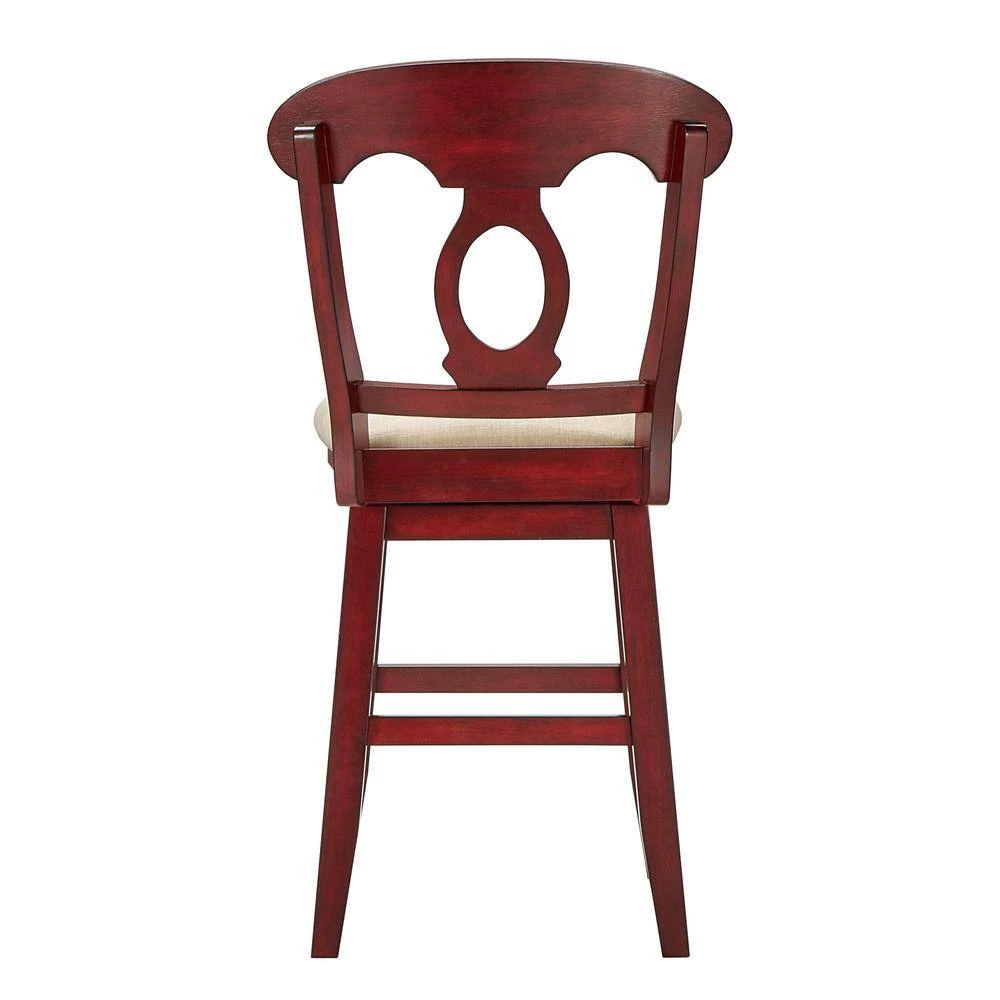 42 in. Antique Berry Napoleon Back Counter Height Wood Swivel Chair by HomeSullivan - Image 6