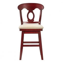 42 in. Antique Berry Napoleon Back Counter Height Wood Swivel Chair by HomeSullivan