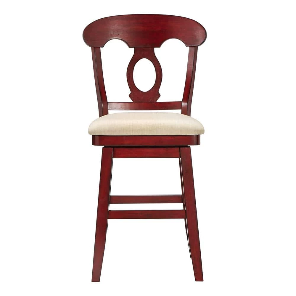42 in. Antique Berry Napoleon Back Counter Height Wood Swivel Chair by HomeSullivan