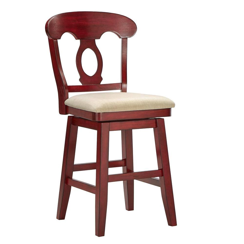 42 in. Antique Berry Napoleon Back Counter Height Wood Swivel Chair by HomeSullivan - Image 2