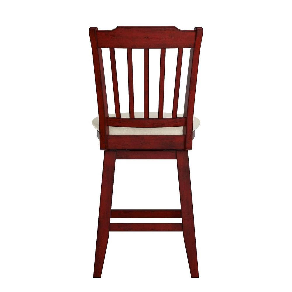 42 in. Antique Berry Slat Back Counter Height Wood Swivel Chair by HomeSullivan - Image 5
