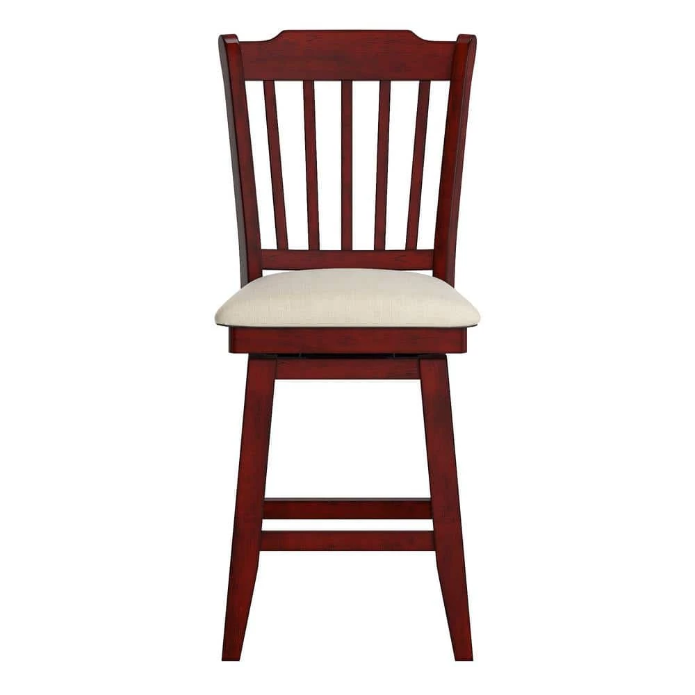 42 in. Antique Berry Slat Back Counter Height Wood Swivel Chair by HomeSullivan
