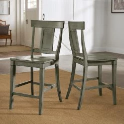 Antique Sage Panel Back Wood Counter Height Chair (Set of 2) by HomeSullivan