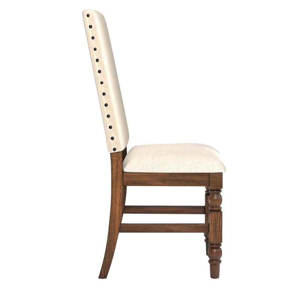 Beige Nailhead Upholstered Dining Side Chairs (Set Of 2) by HomeSullivan - Image 4