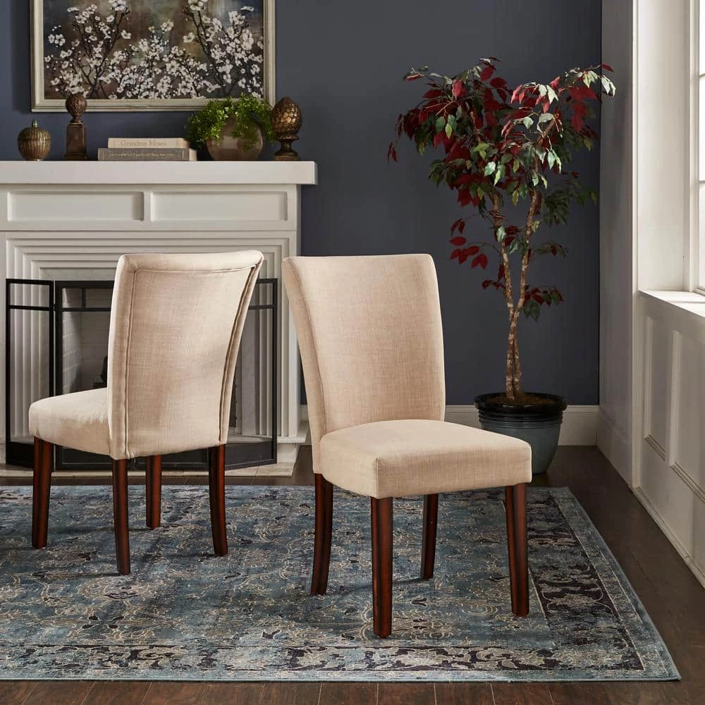 Beige Linen Parsons Dining Chairs (Set of 2) by HomeSullivan - Image 3