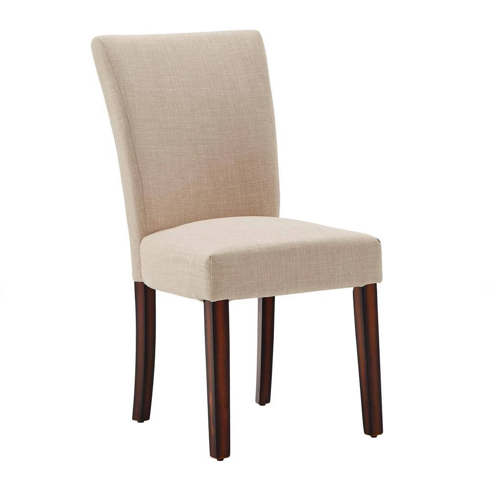 Beige Linen Parsons Dining Chairs (Set of 2) by HomeSullivan - Image 4