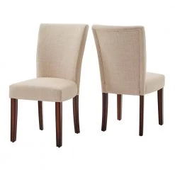 Beige Linen Parsons Dining Chairs (Set of 2) by HomeSullivan