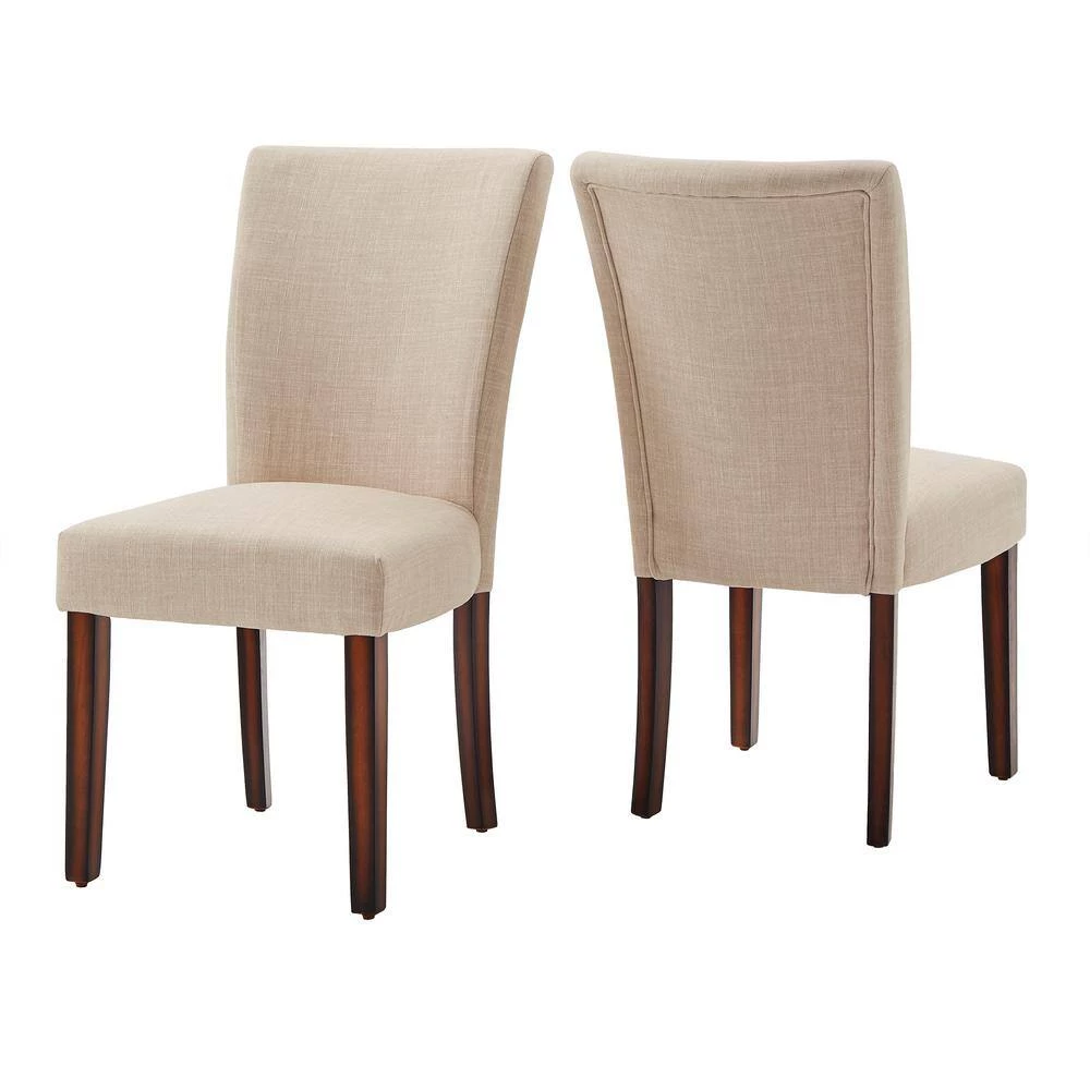 Beige Linen Parsons Dining Chairs (Set of 2) by HomeSullivan - Image 2