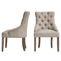 Marjorie Beige Linen Button Tufted Dining Chair (Set of 2) by HomeSullivan