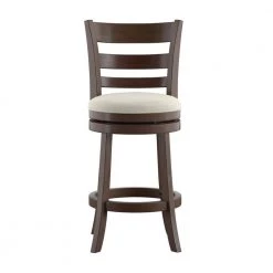 37.8 in Beige Ladder Back Linen Swivel Counter Height Stool by HomeSullivan