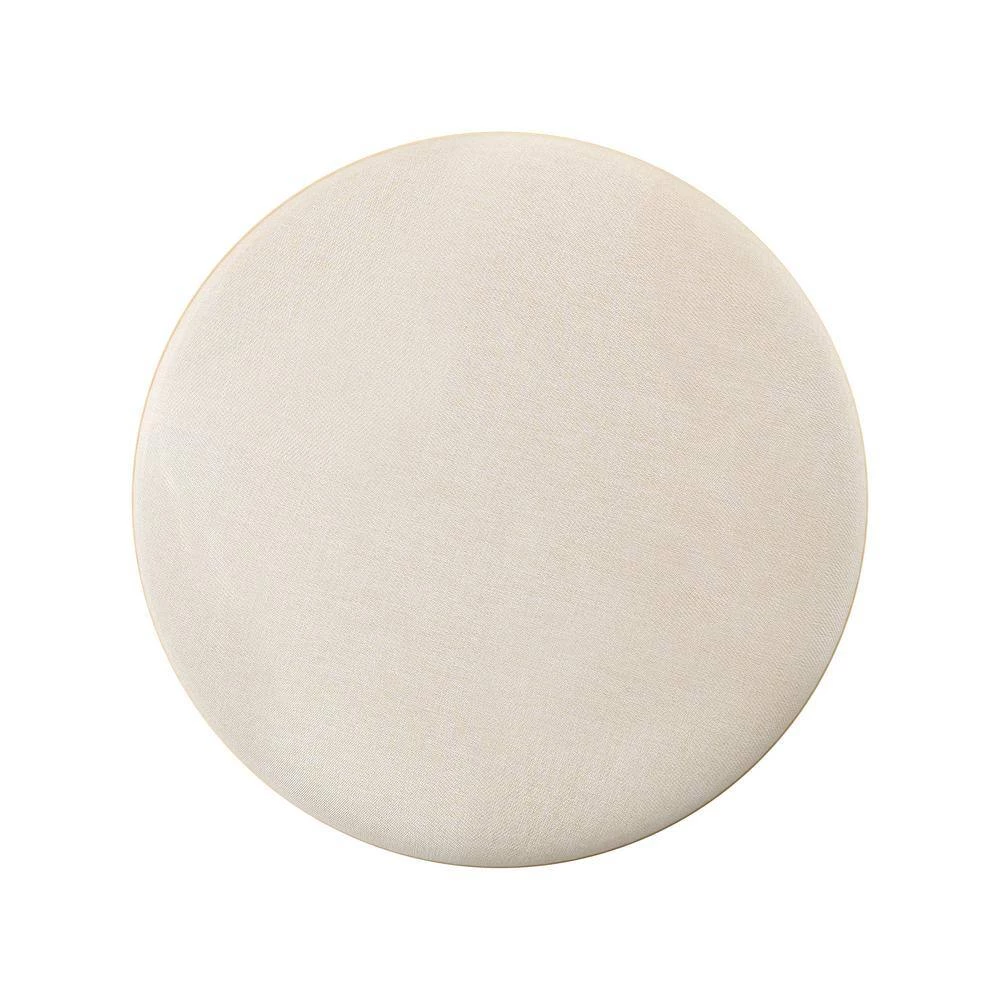 Beige Linen Gold Metal Upholstered Round Ottoman by HomeSullivan - Image 3