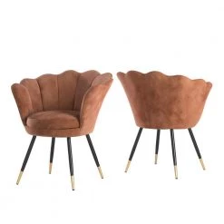 Pink Velvet Black And Gold Metal Leg Seashell Accent Chairs (Set of 2) by HomeSullivan