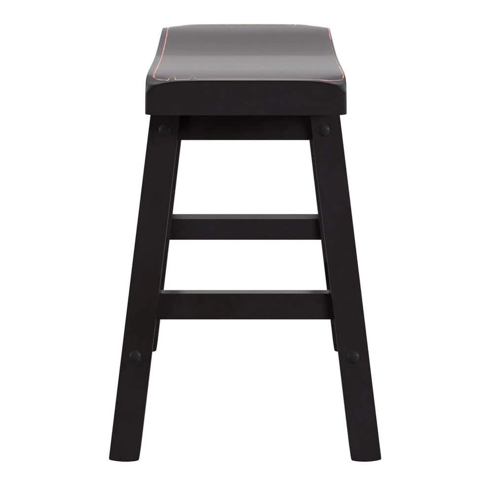 Black Saddle Seat 18-Inch Backless Stools (Set Of 2) by HomeSullivan - Image 6