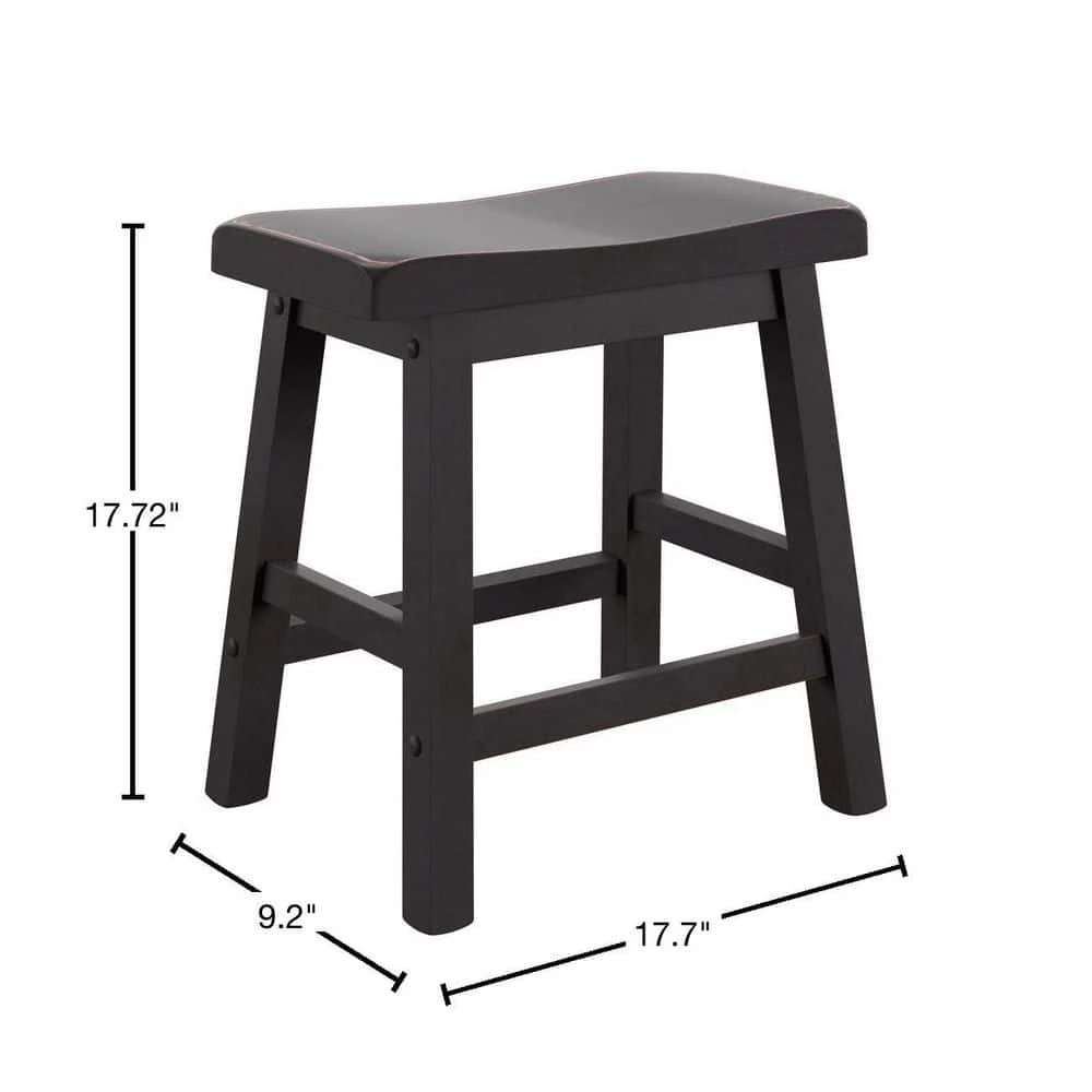 Black Saddle Seat 18-Inch Backless Stools (Set Of 2) by HomeSullivan - Image 3