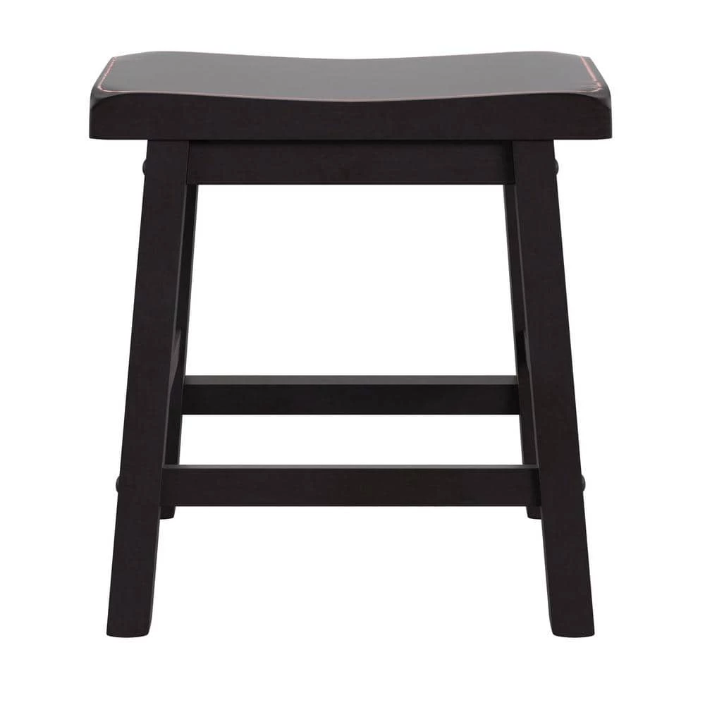 Black Saddle Seat 18-Inch Backless Stools (Set Of 2) by HomeSullivan - Image 7