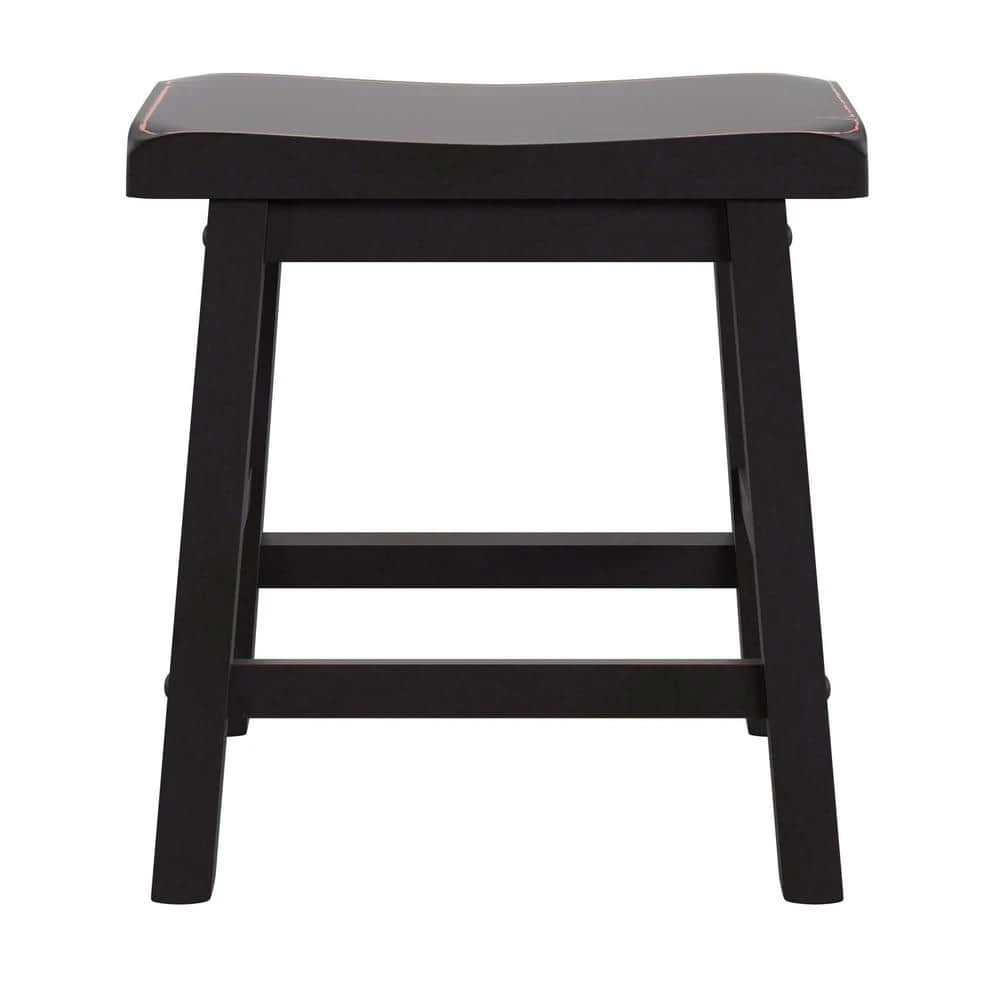 Black Saddle Seat 18-Inch Backless Stools (Set Of 2) by HomeSullivan - Image 5