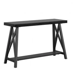 48 in. Black Standard Rectangle Wood Console Table with Shelf by HomeSullivan