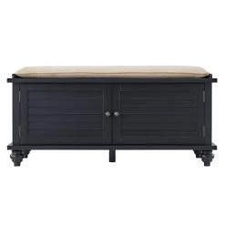Vulcan Black Velvet Cushion Storage Bench (47.5 in. W x 18 in. D x 21.6 in. H) by HomeSullivan