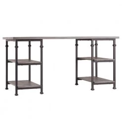 60 in. Black Vintage Industrial Storage Writing Desk by HomeSullivan