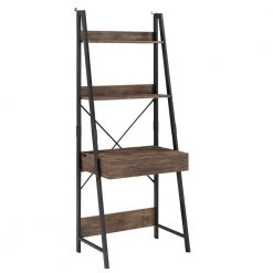 29 in. Black Metal Rustic 1-Drawer Ladder Desk With Usb Charging Station by HomeSullivan
