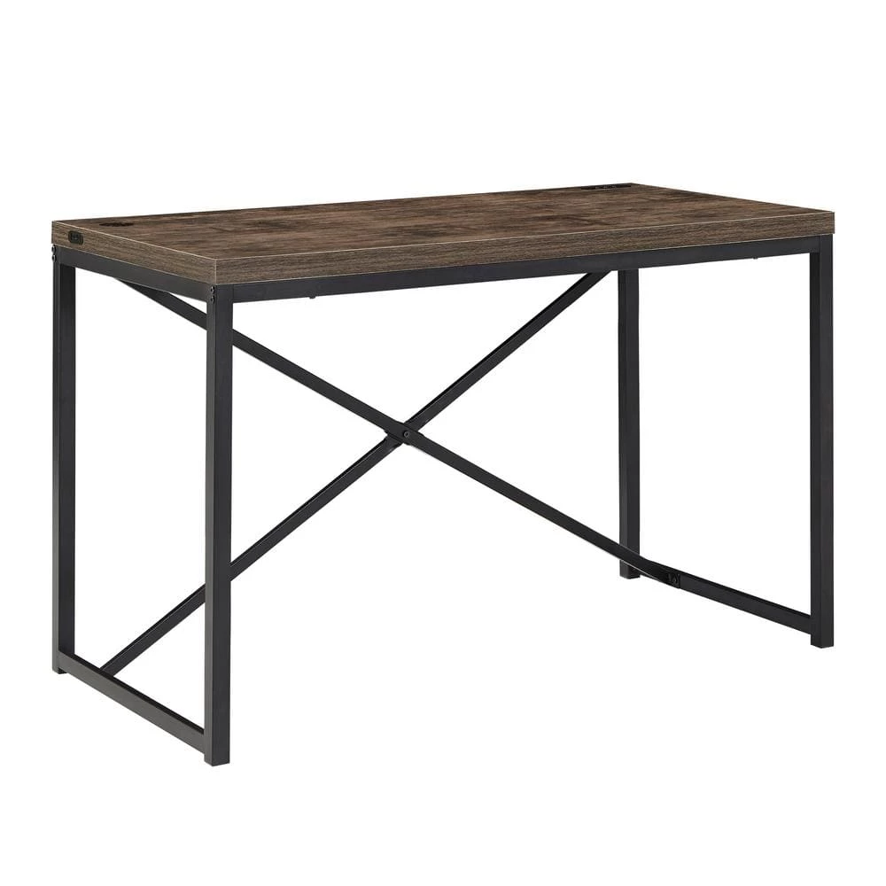 Black Metal Rustic Desk with Usb Charging Station by HomeSullivan