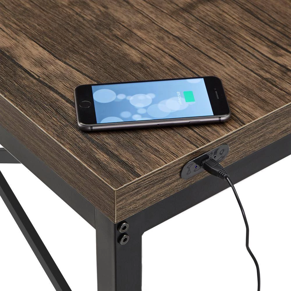 Black Metal Rustic Desk with Usb Charging Station by HomeSullivan - Image 5