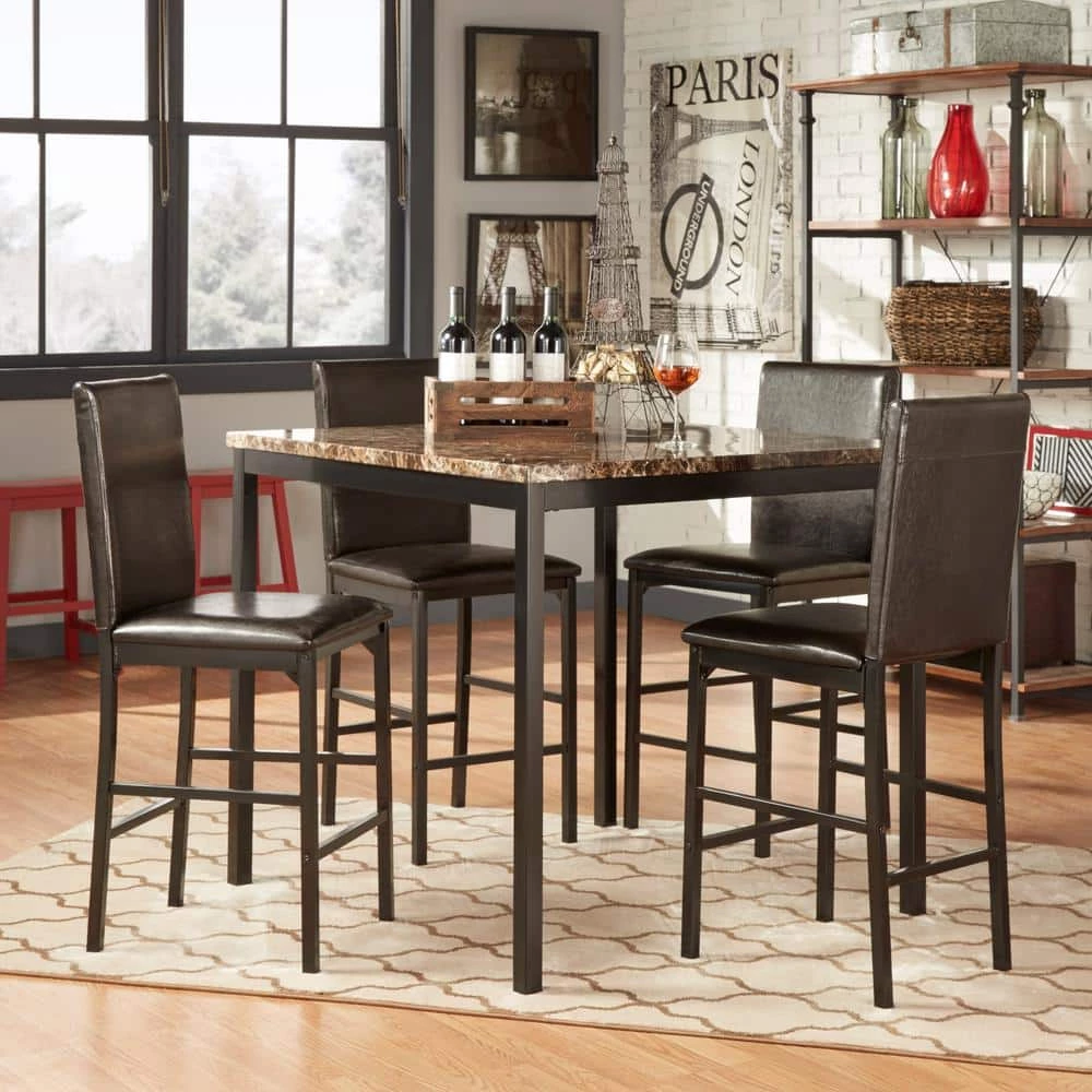 40 in. Black Metal Upholstered Counter Height Chairs (Set Of 4) by HomeSullivan - Image 9