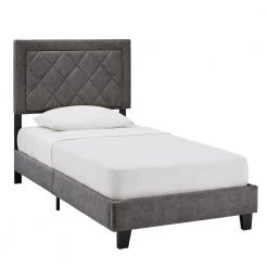 Grey Velvet Platform Twin Bed by HomeSullivan