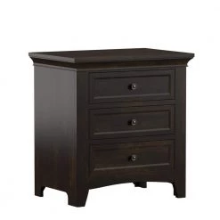 3-Drawer Antique Black Wood Modular Storage Nightstand with Charging Station 28 in. W x 20 in. D x 30 in. H by HomeSullivan