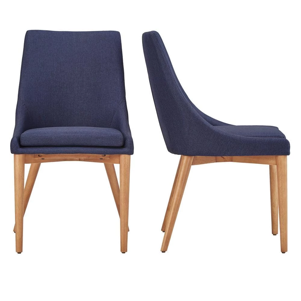 Blue Oak Barrel Back Linen Upholstered Dining Chairs (Set of 2) by HomeSullivan - Image 6