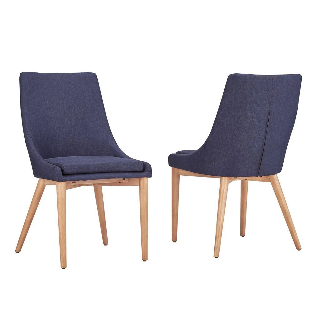 Blue Oak Barrel Back Linen Upholstered Dining Chairs (Set of 2) by HomeSullivan - Image 4
