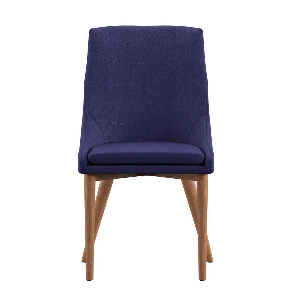 Blue Oak Barrel Back Linen Upholstered Dining Chairs (Set of 2) by HomeSullivan - Image 7