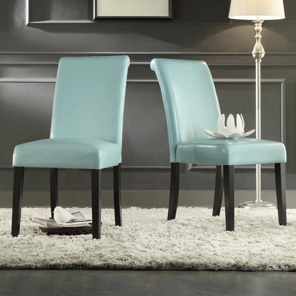Blue Faux Leather Upholstered Dining Chair (Set of 2) by HomeSullivan - Image 7